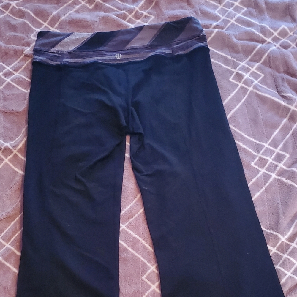 Lululemon Black With Purple Wide Leg Bottoms